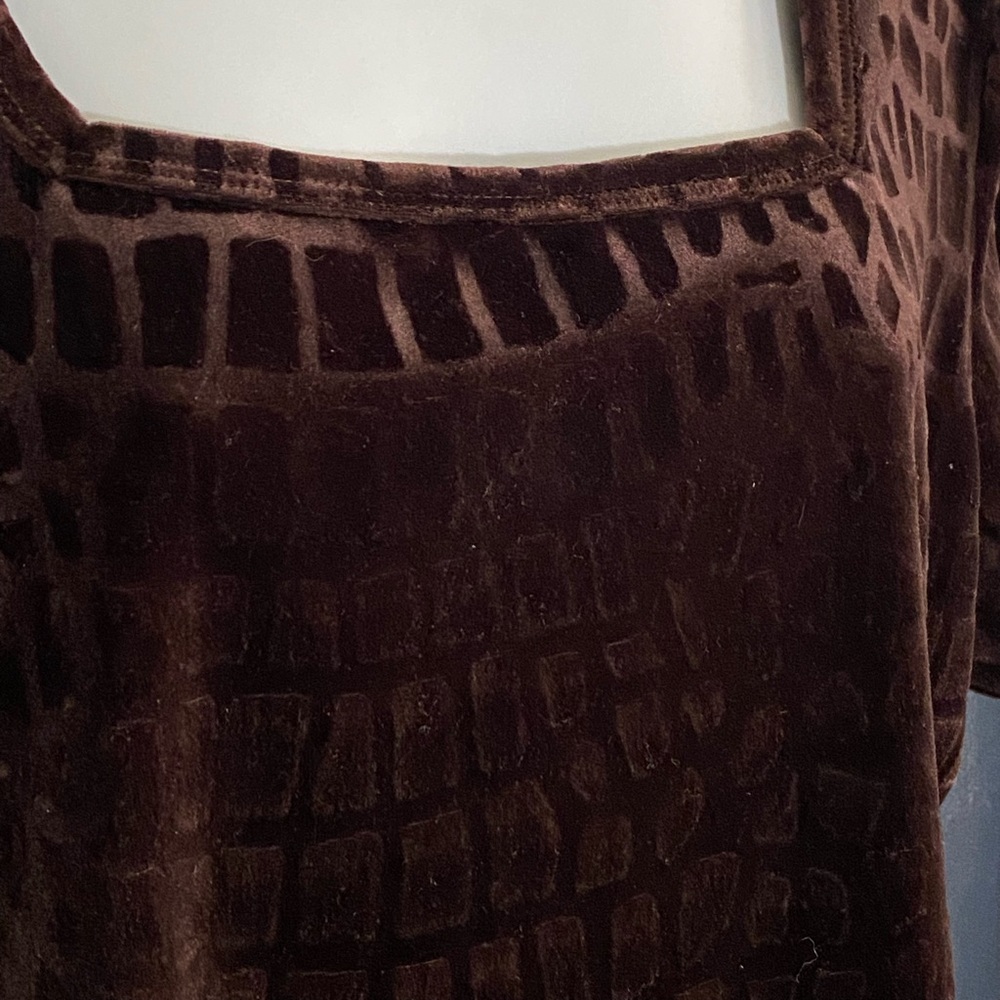 Vintage French Laundry Velvet Top Square Neck Chocolate Brown XL 90’s Retro Glam - Picture 8 of 8